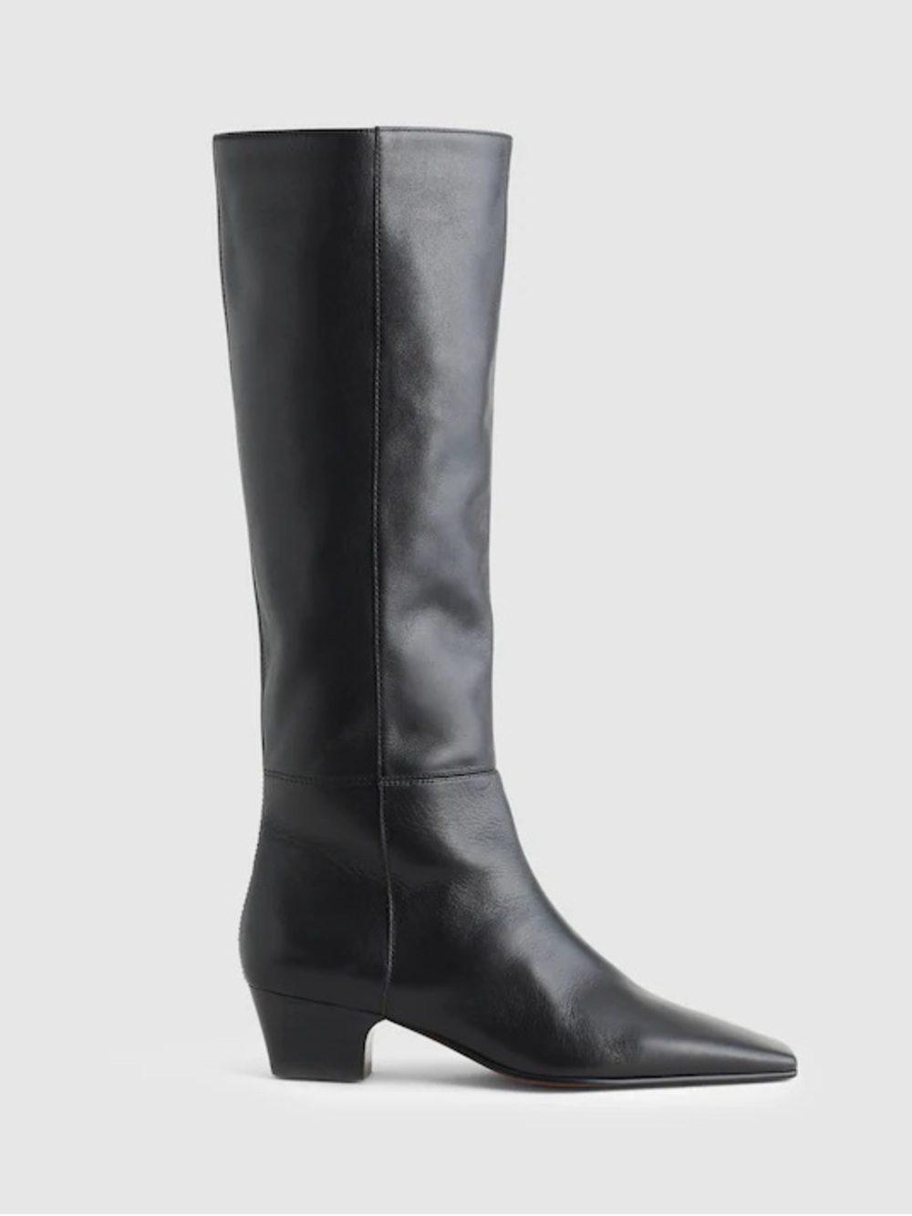 NWOB Madewell The Lexie Tall Leather Boot Black 9 Square Toe Knee High NX079